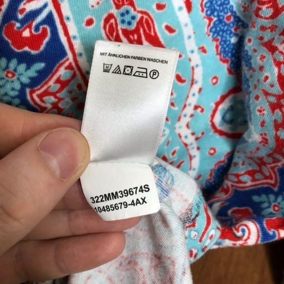 Jones New York Sport Blue Red Large Boho Print Top - Picture 5 of 11